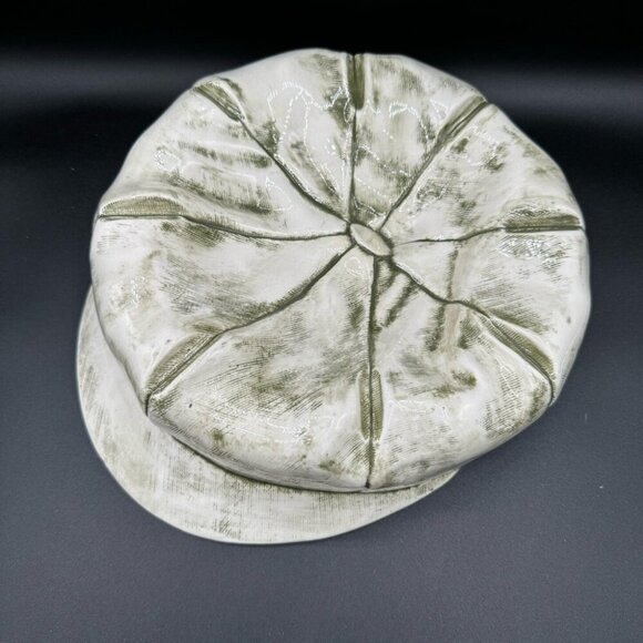Ceramic Pageboy Newsie Cap for Decor or Trinkets in Green and White 10in - Picture 14 of 15